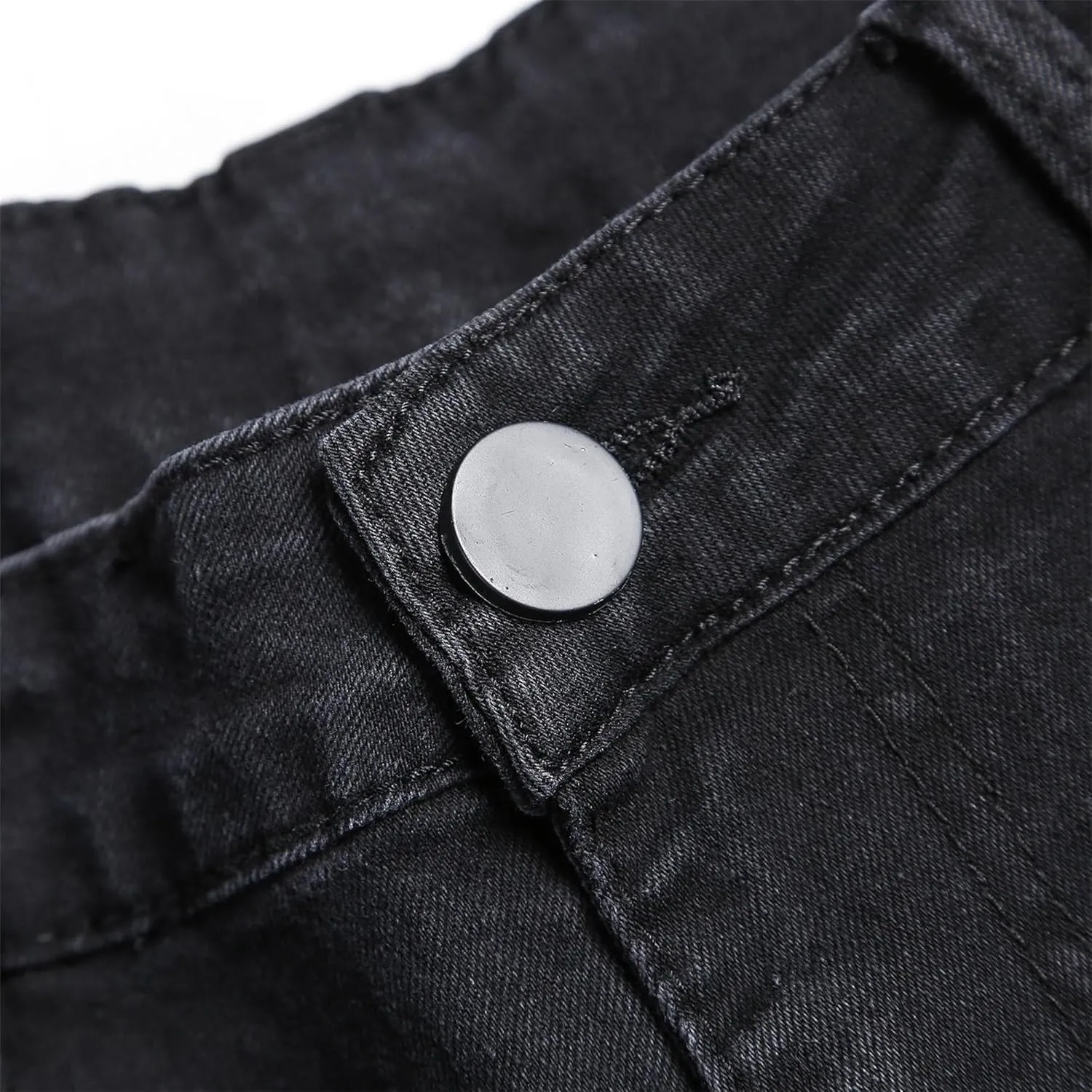 Men's Handsome Hole Slimming Pants Fashionable Trend Calf Pants Simple and Comfortable Slim high-Waisted Jeans