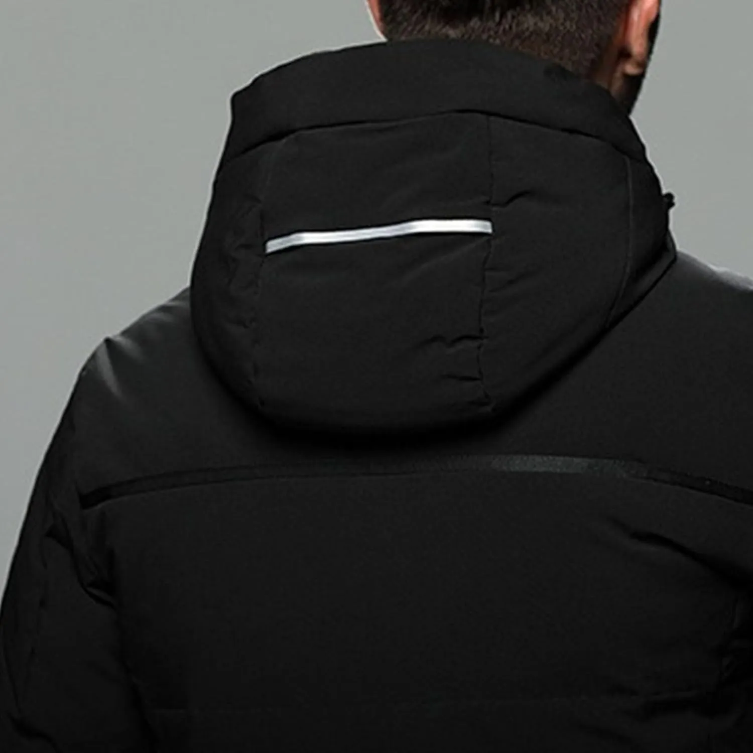 Men's Long Winter Warm Down Coats Padded Hood Puffy Quilted Jacket Insulated Heavyweight Hooded Coat