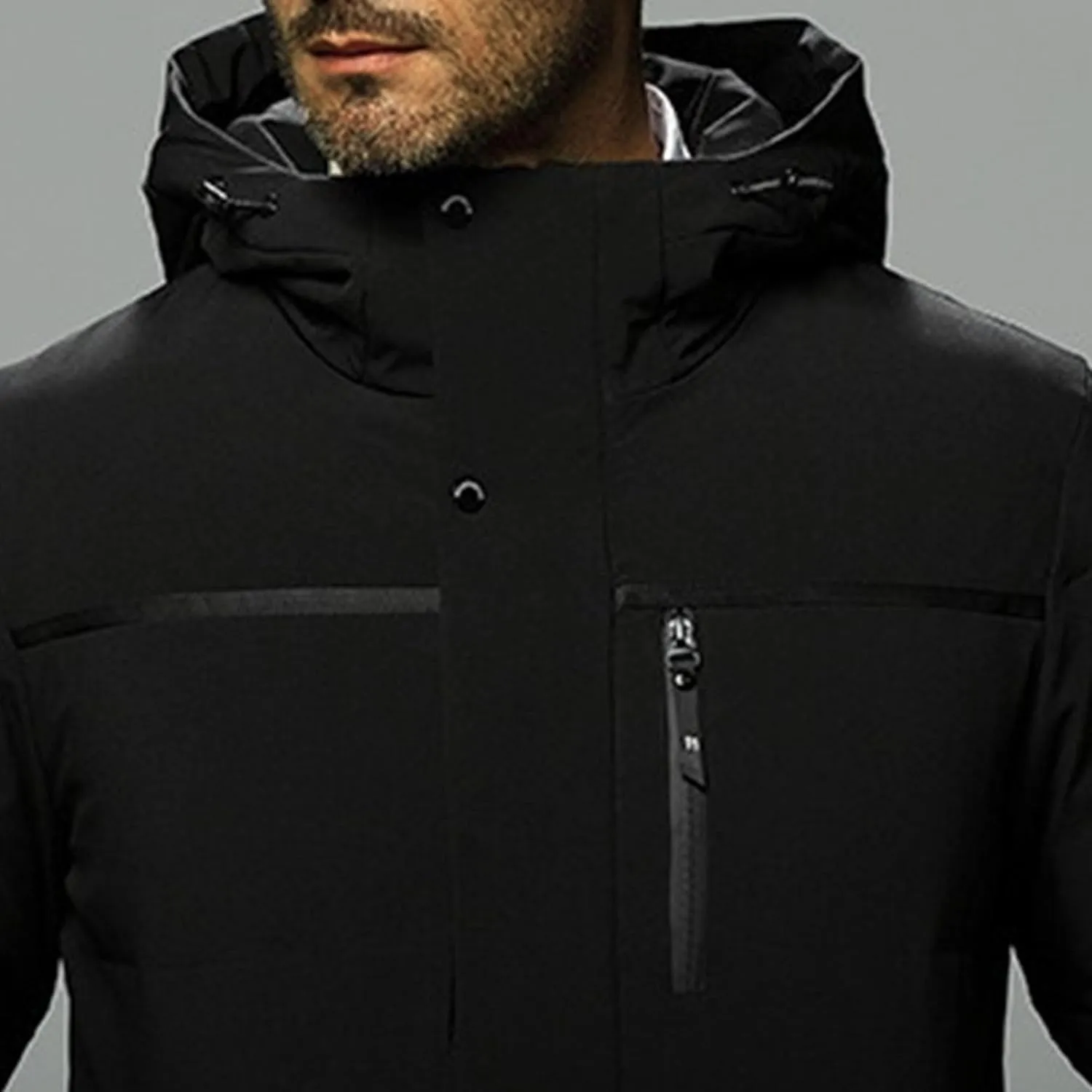Men's Long Winter Warm Down Coats Padded Hood Puffy Quilted Jacket Insulated Heavyweight Hooded Coat