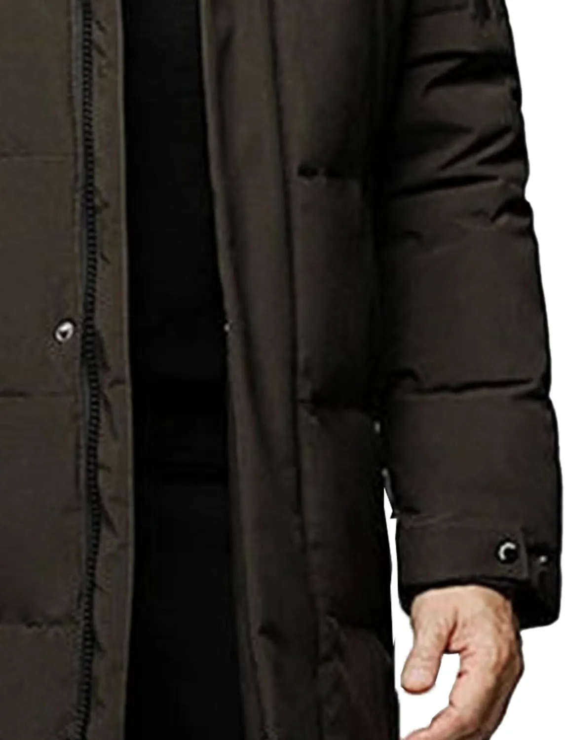 Men's Long Winter Warm Down Coats Padded Hood Puffy Quilted Jacket Insulated Heavyweight Hooded Coat