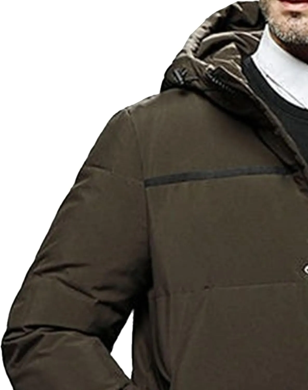 Men's Long Winter Warm Down Coats Padded Hood Puffy Quilted Jacket Insulated Heavyweight Hooded Coat