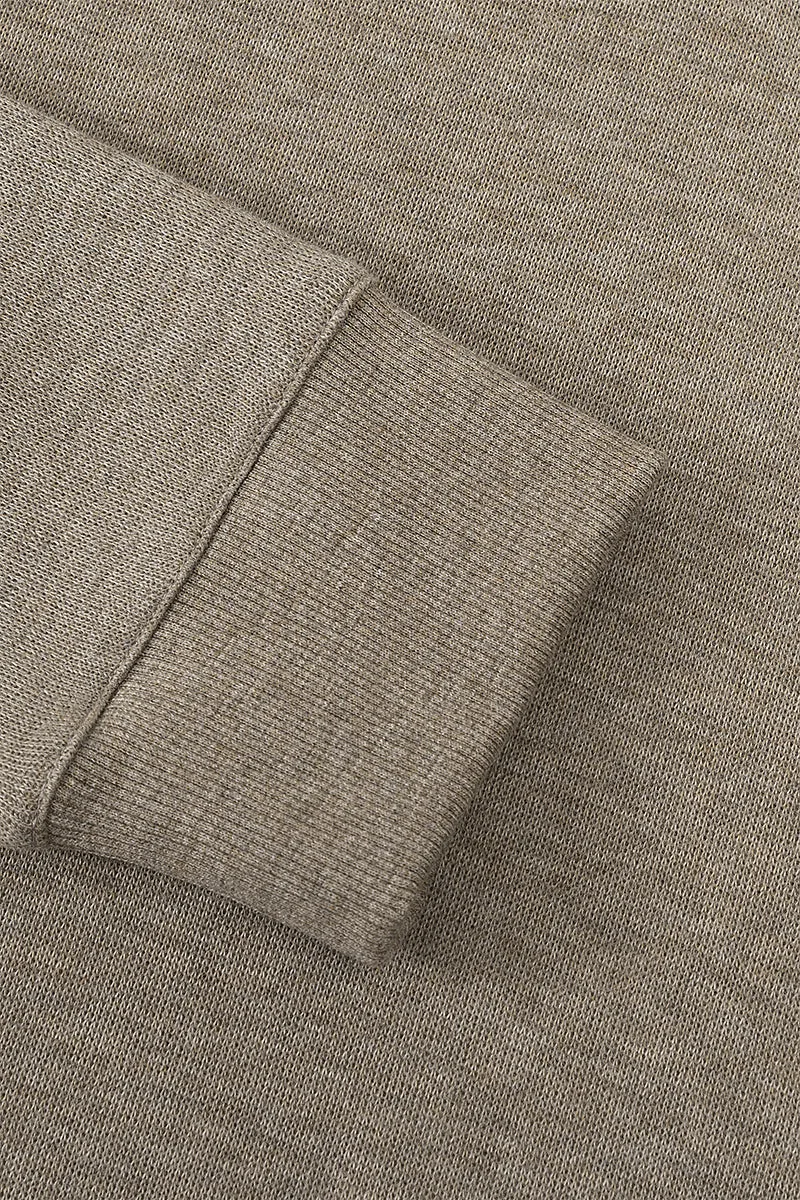 Merino-Blend Half Zip French Rib Sweater | Khaki E7W025