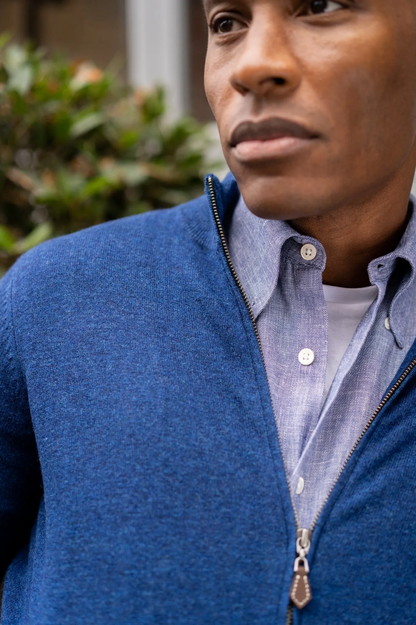 Midhurst Full Zip Jumper In Indigo - Regular Fit