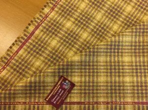 Mustardy / golden sandy with Purple check 100% Pure New Lambswool Jacketing