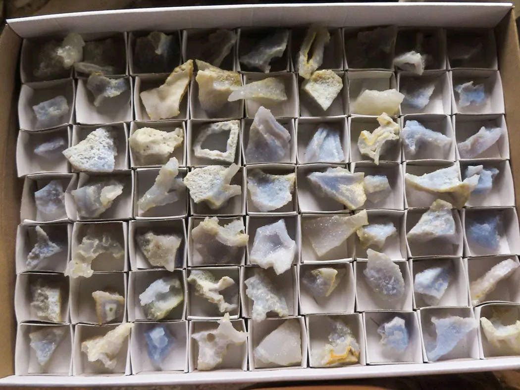 Natural Etched Blue Chalcedony Specimens x 62 From Nsanje, Malawi