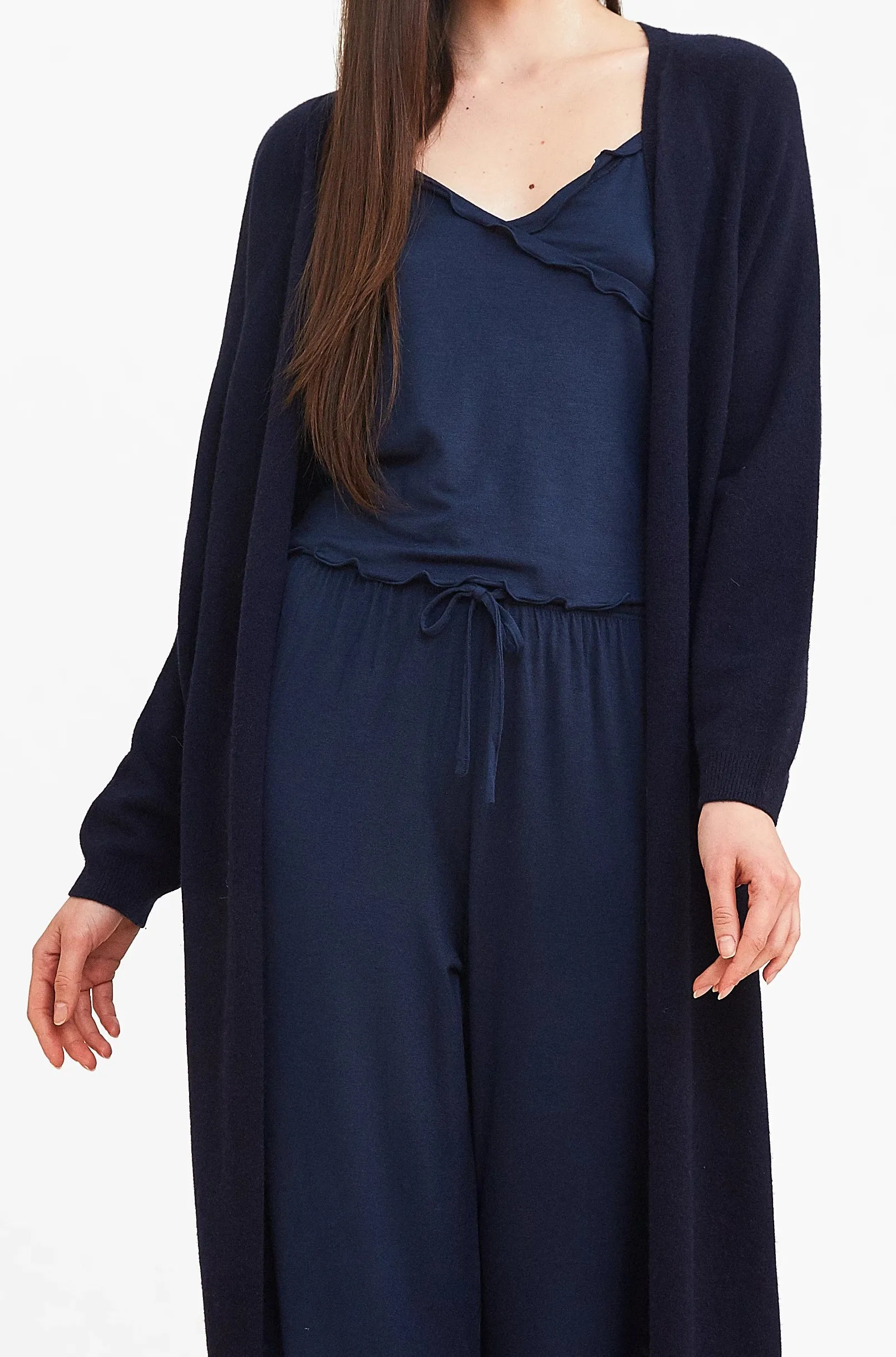 Navy Cashmere Long Cardigan