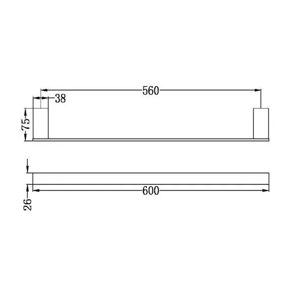 Nero Celia Single Towel Rail 600mm Matte Black