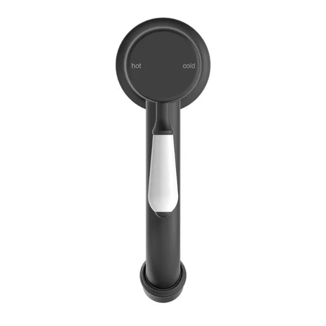 Nero York Straight Basin Mixer With White Porcelain Lever Matte Black