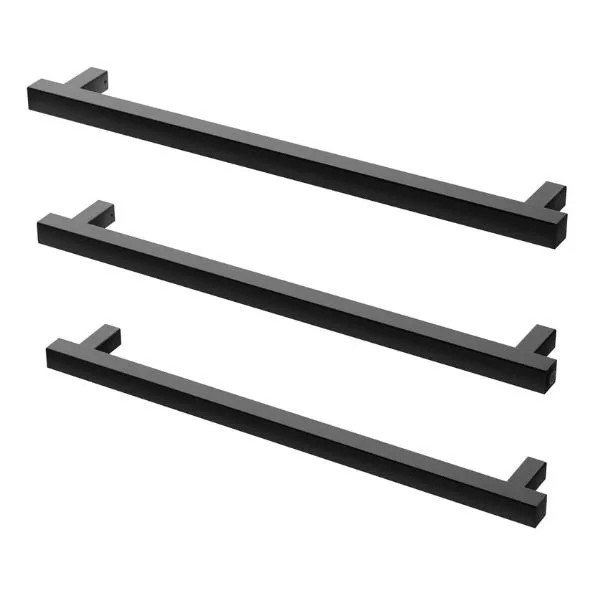 Phoenix Heated Triple Towel Rail Square 600mm - Matte Black