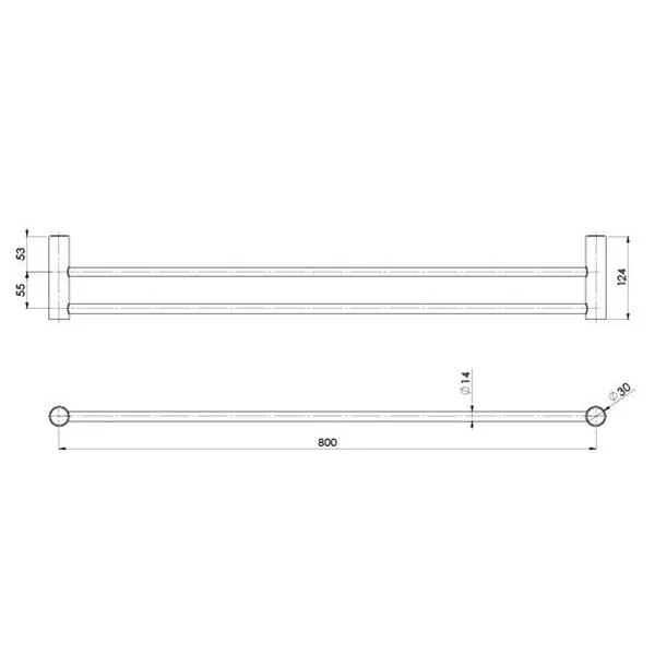 Phoenix Vivid Slimline Double Towel Rail-Matte Black
