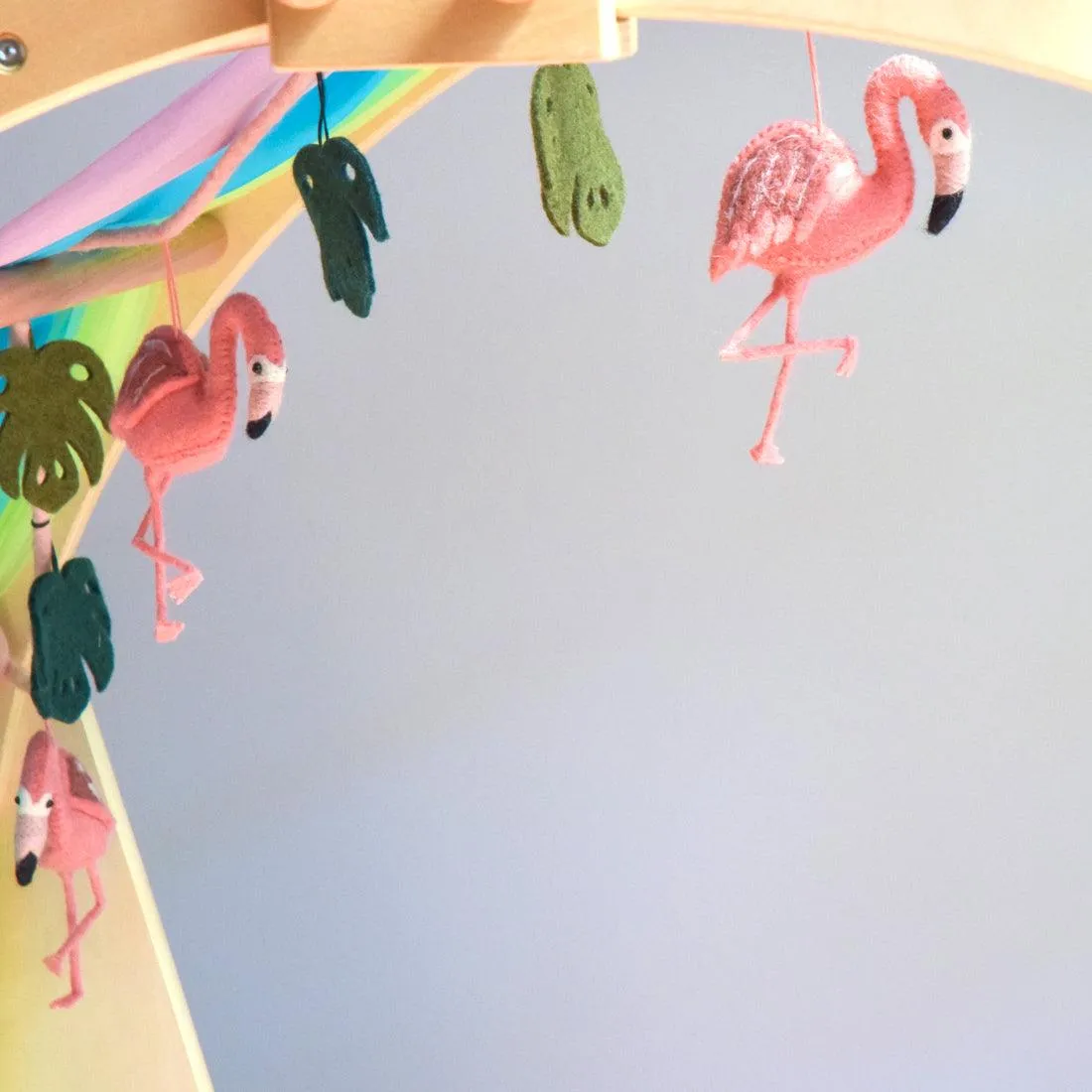 Pink Flamingo Tiki Felt Garland