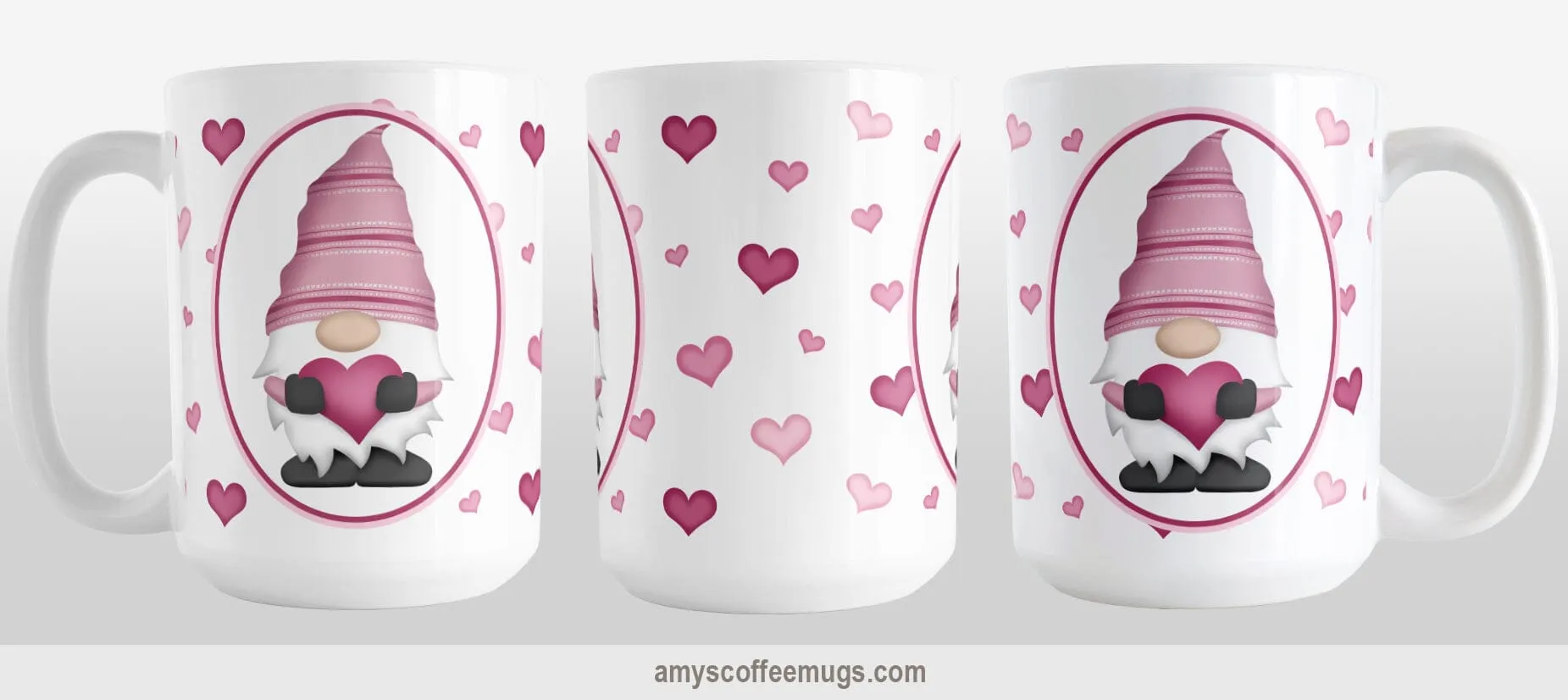 Pink Gnome Dainty Hearts Mug