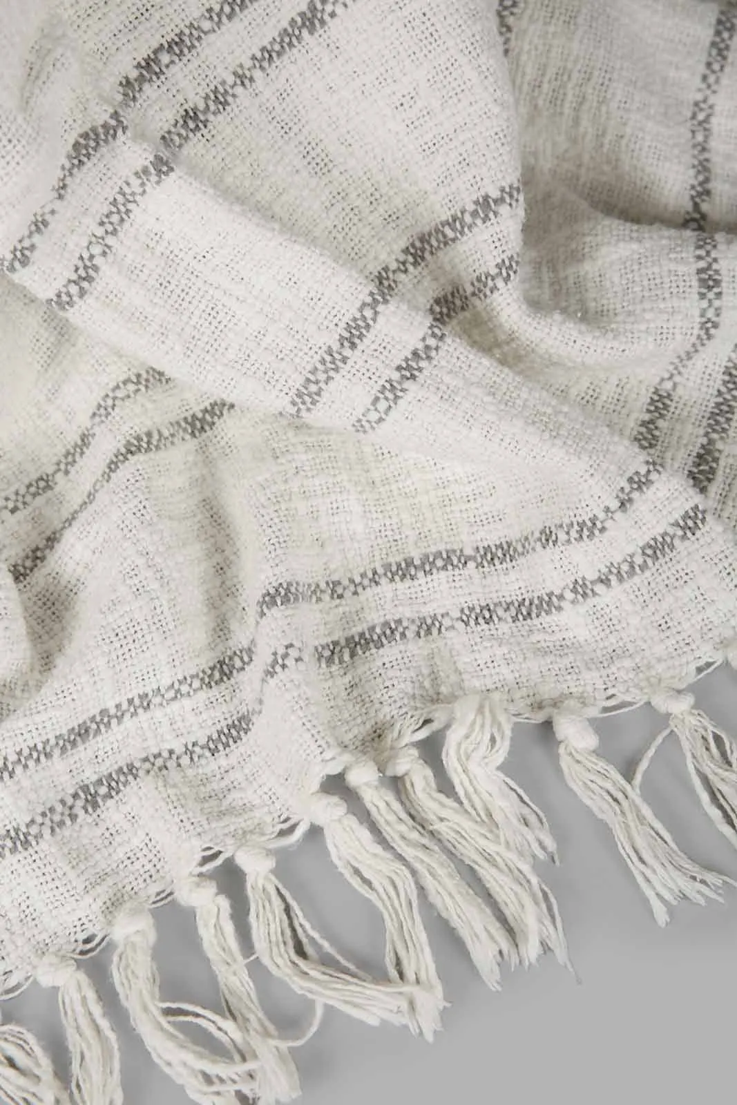 Pink Striped Throw With Fringe