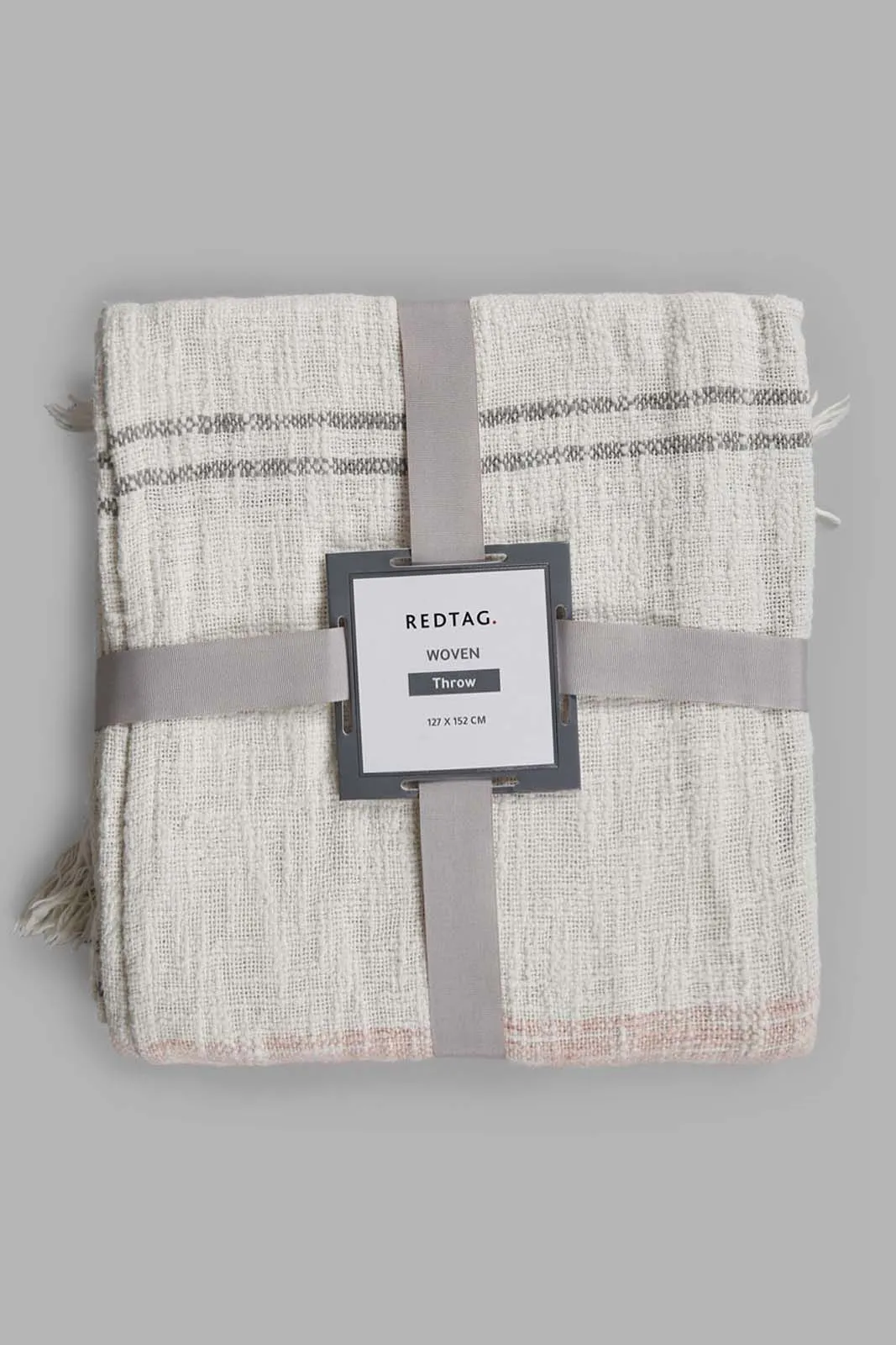 Pink Striped Throw With Fringe
