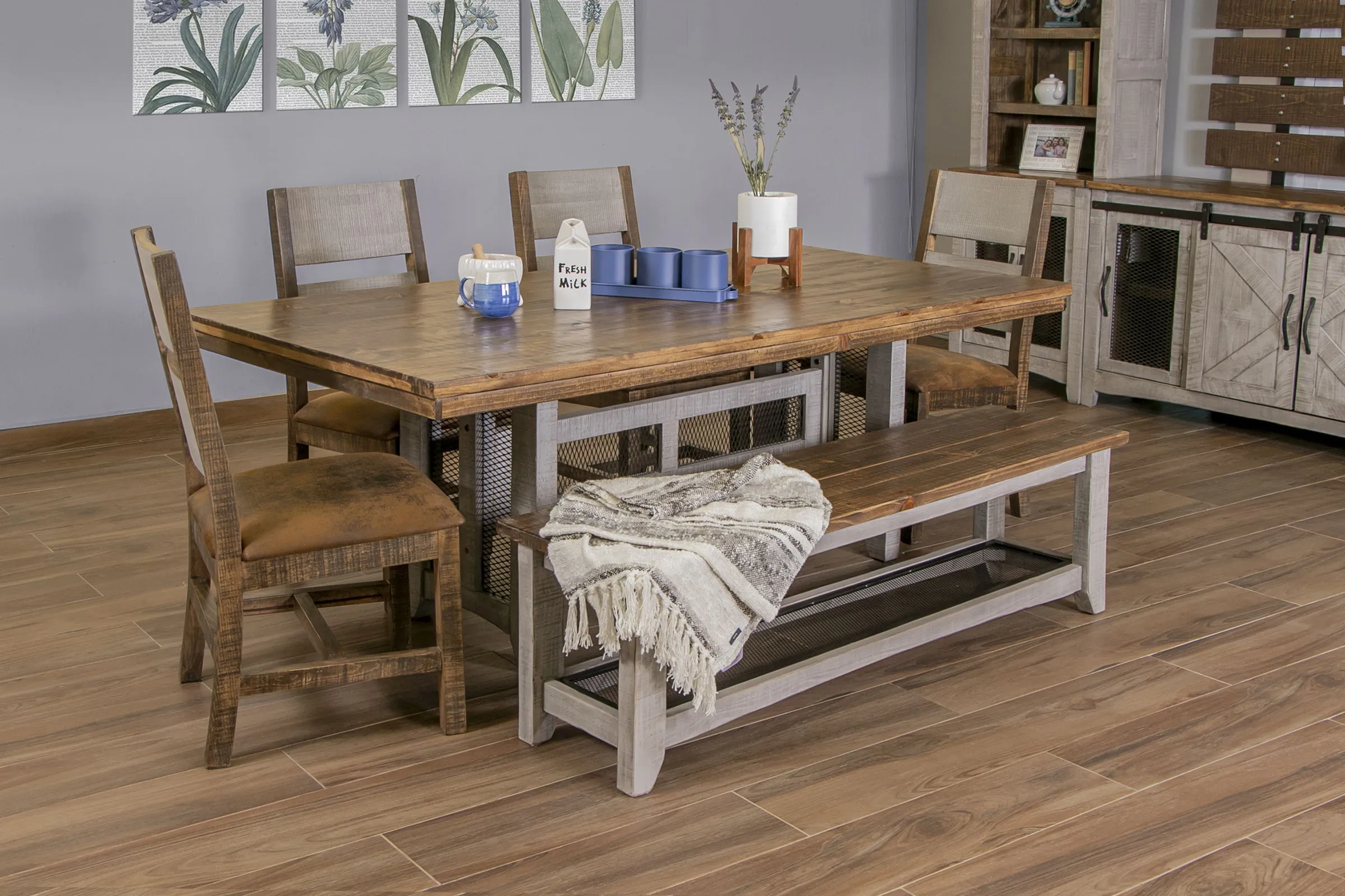 Pueblo Gray - Bench - Light Gray / Brown