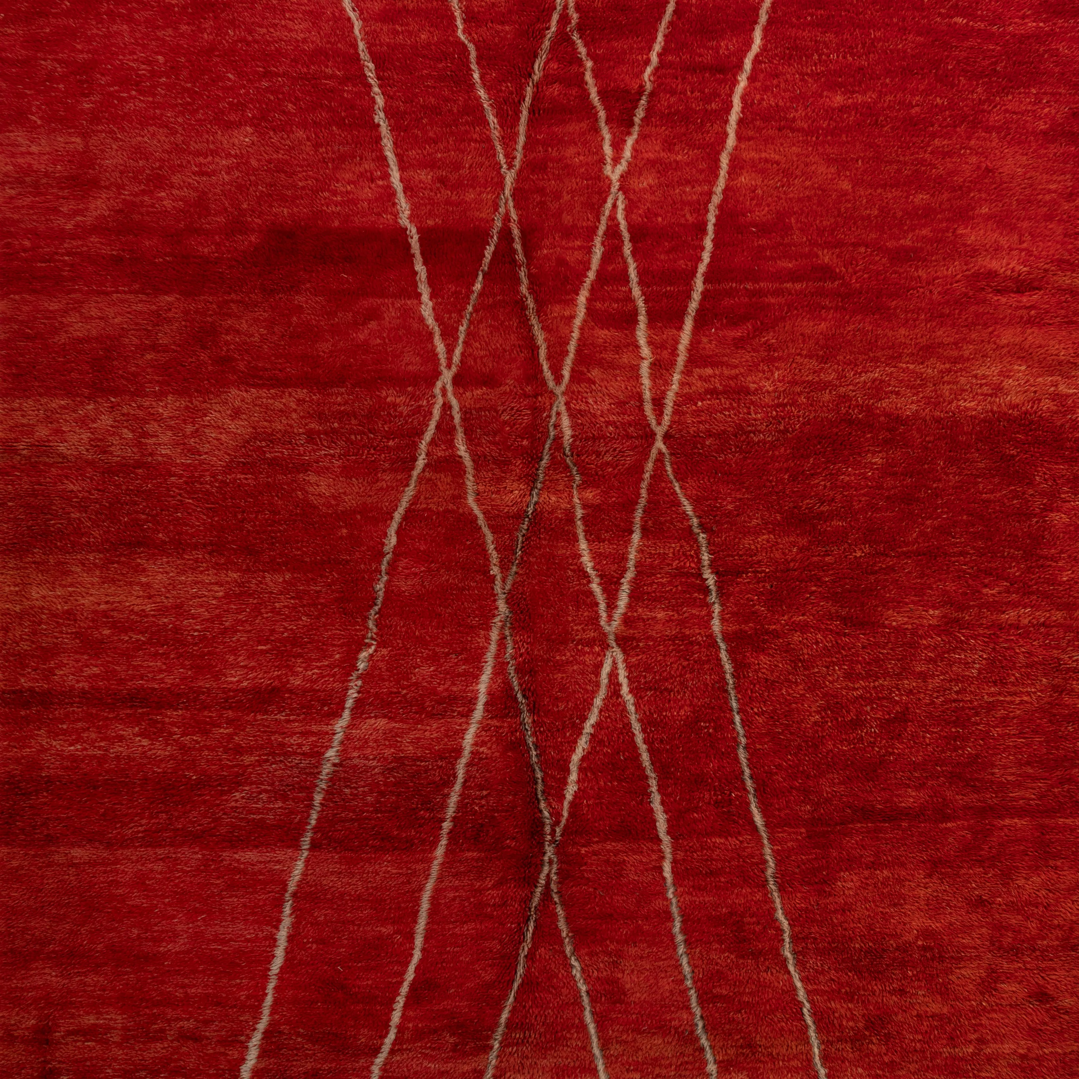 Red Casablanca Modern Wool Rug - 7'9" x 11'2"