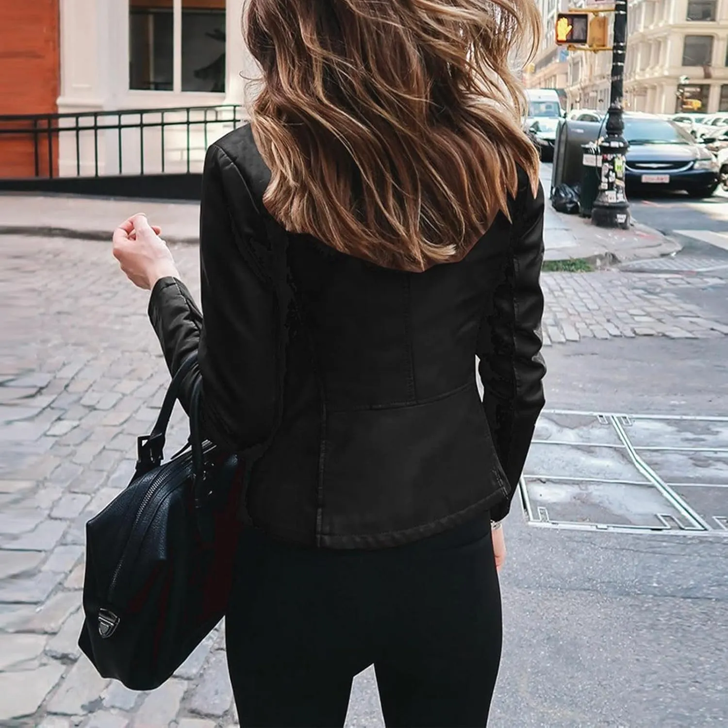 SERYU Leather Jacket for Women Zip Leather Motorcycle Jacket Plus Size Faux Leather Tops Lightweight Short Coat