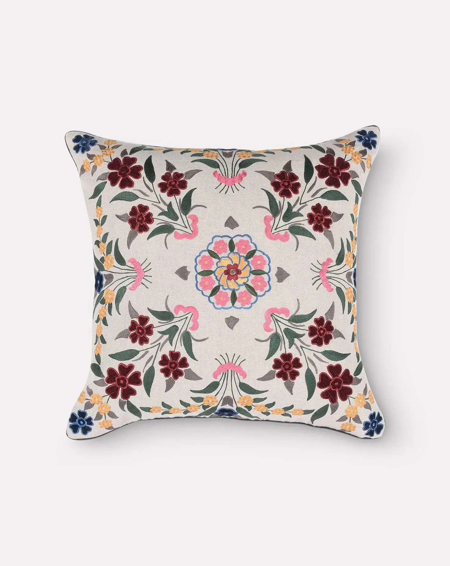 Set of 2 Cluster of Flowers Cotton Cushion