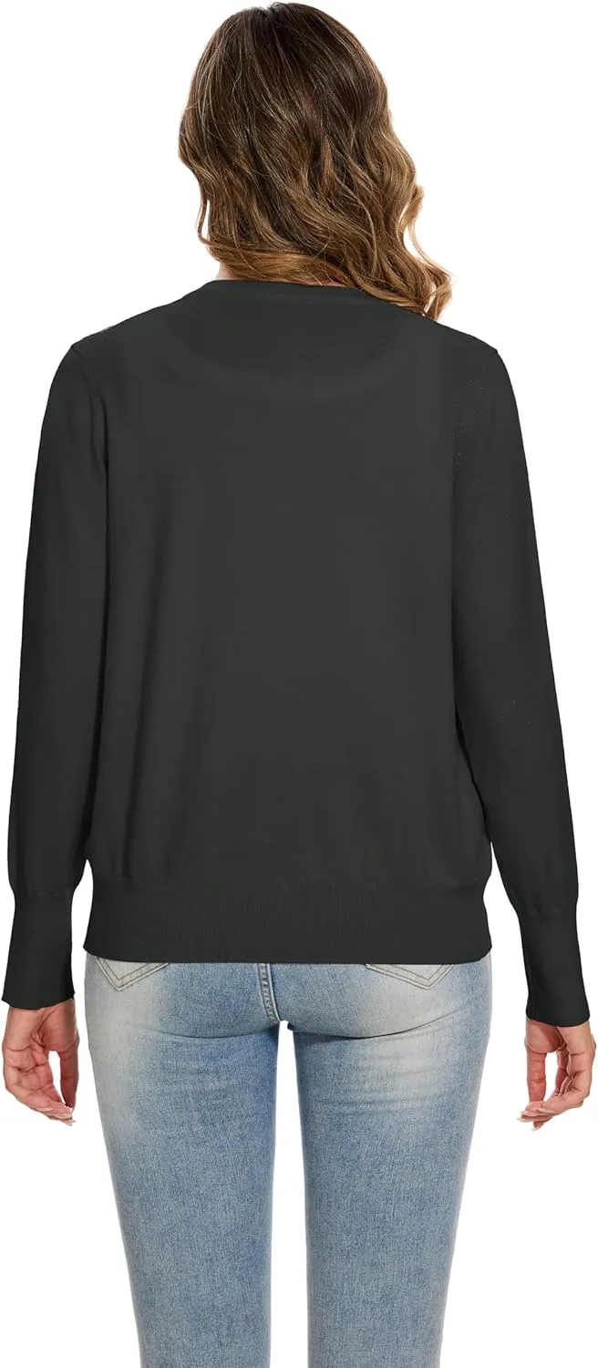 Sixstar Women's Casual Dreesy Cardigan Crew Neck Button Down Long Sleeve Soft Sweaters
