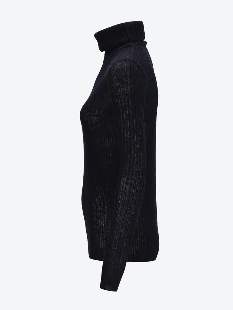 Slim fit ribbed turtle neck sweater
