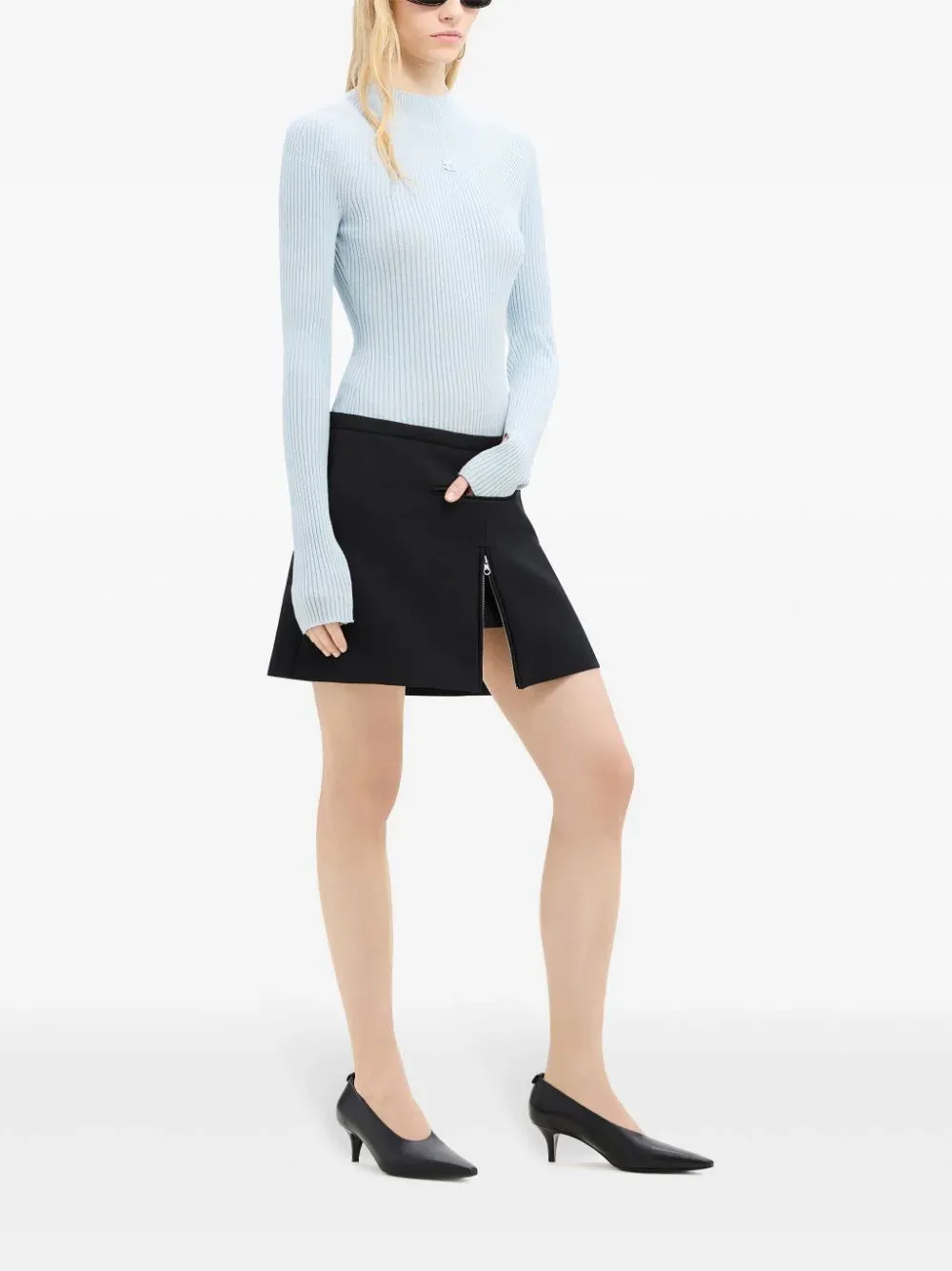 Solar Light Rib Mockneck Sweater