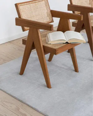 Solid Wool Rug - Pale Grey Runner for Bedroom/Living Area/Home with Anti Slip Backing