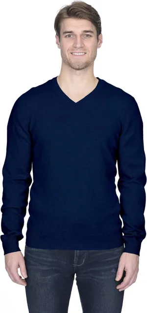 State Fusio Basic V-Neck Sweater Merino Wool Long Sleeve Pullover for Men - Made with 100% Merino Wool