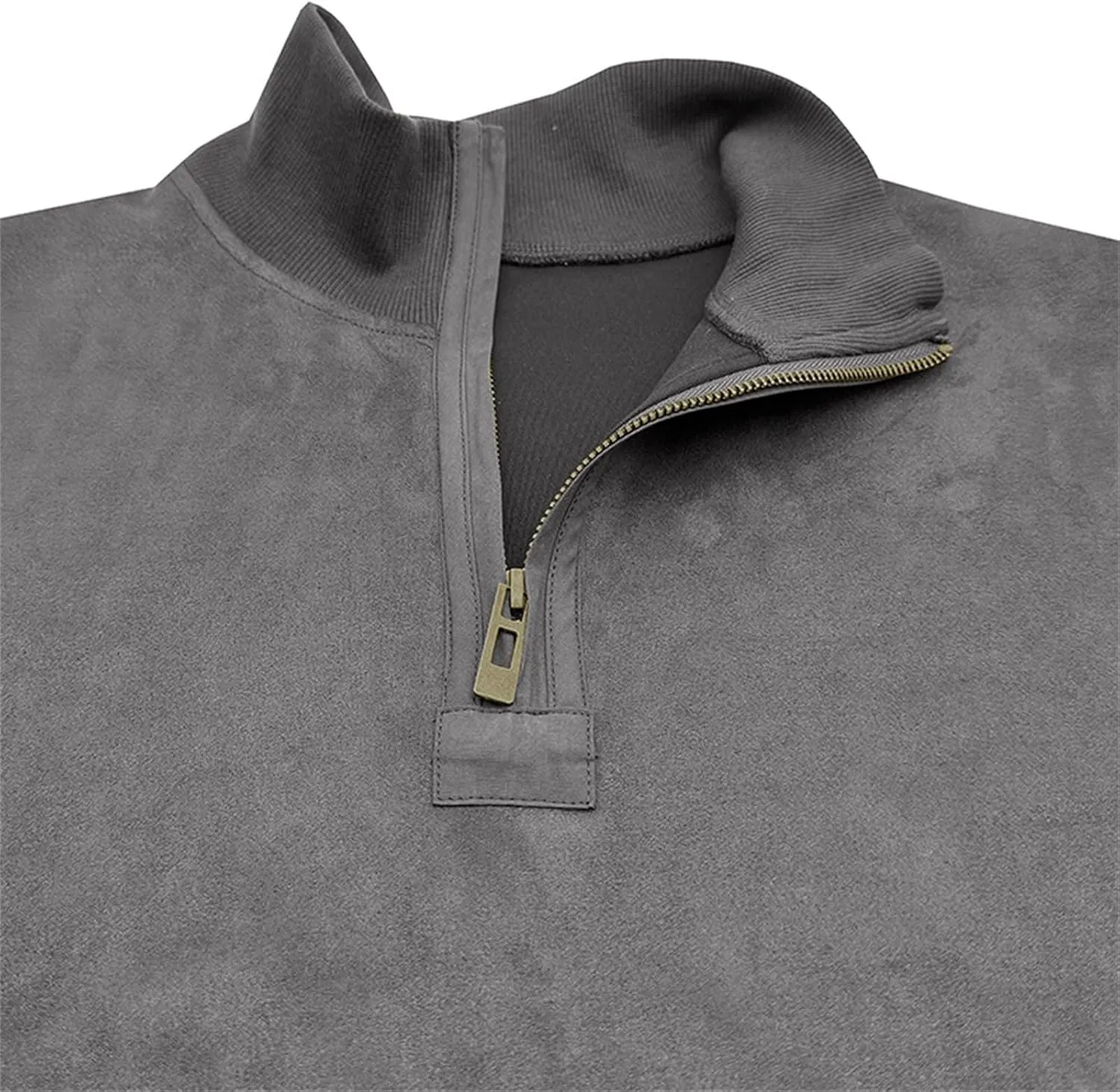 Velvet Sweatshirt Men Advantage Performance Mock Neck Thermal Long-Sleeve Quarter Zip Velour Sweaters Pullover Tops
