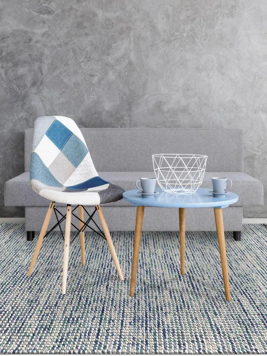Vivid Modern Blue Hand-Woven Rug 2'x3'
