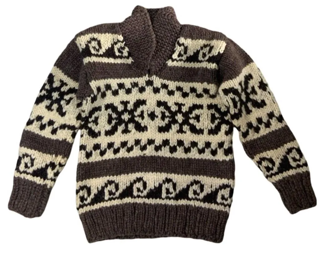 VTG NATIVE CANADIAN HAND KNIT COWICHAN PULLOVER SALISH INDIAN ROCKABILLY S 36