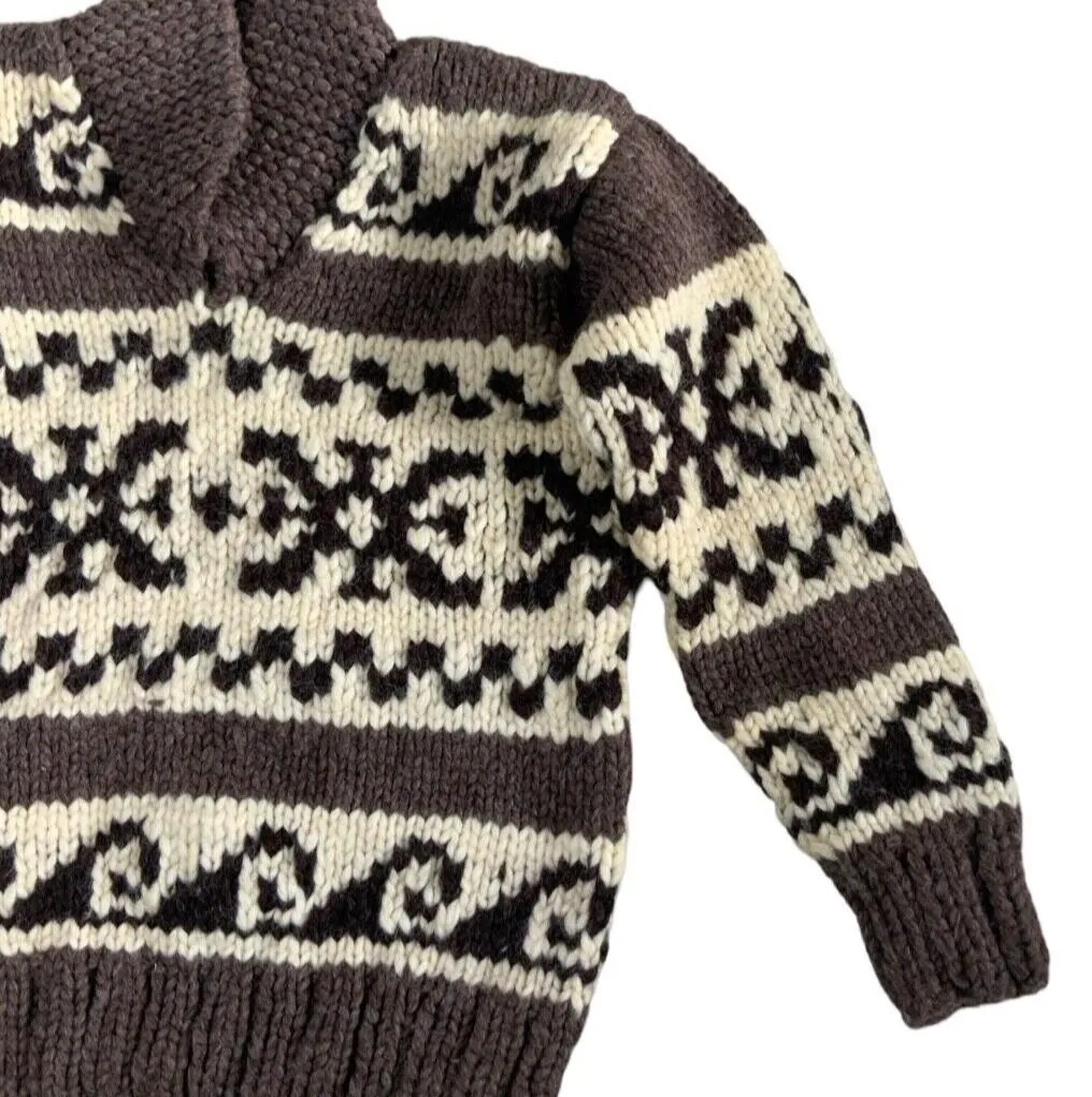 VTG NATIVE CANADIAN HAND KNIT COWICHAN PULLOVER SALISH INDIAN ROCKABILLY S 36