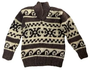 VTG NATIVE CANADIAN HAND KNIT COWICHAN PULLOVER SALISH INDIAN ROCKABILLY S 36