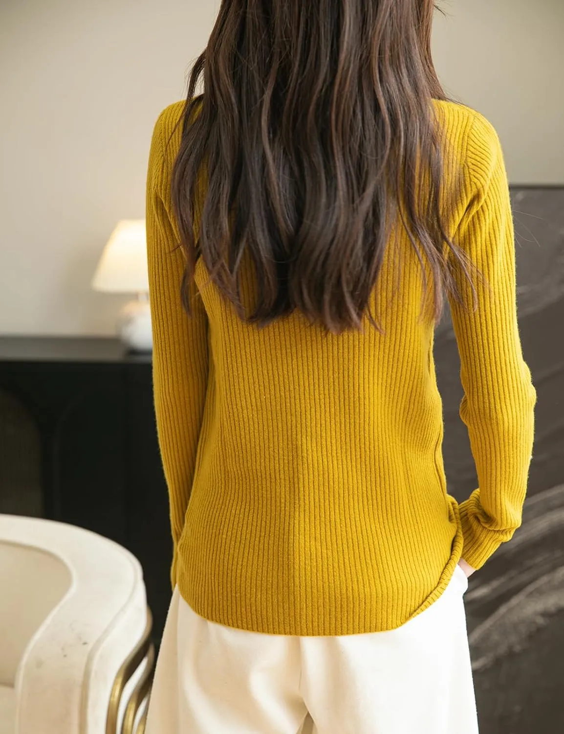 Women's 100% Merino Wool Turtleneck Sweater 2025 Fall Winter Long Sleeve Warm Soft Ribbed Knit Pullover Sweater