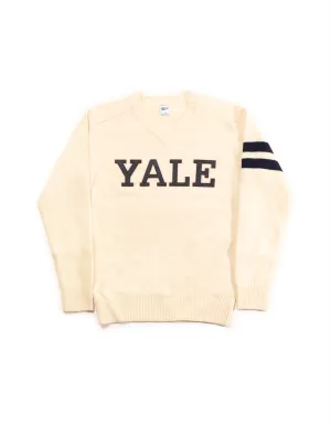 YALE WOOL V-NECK SWEATER - WHITE