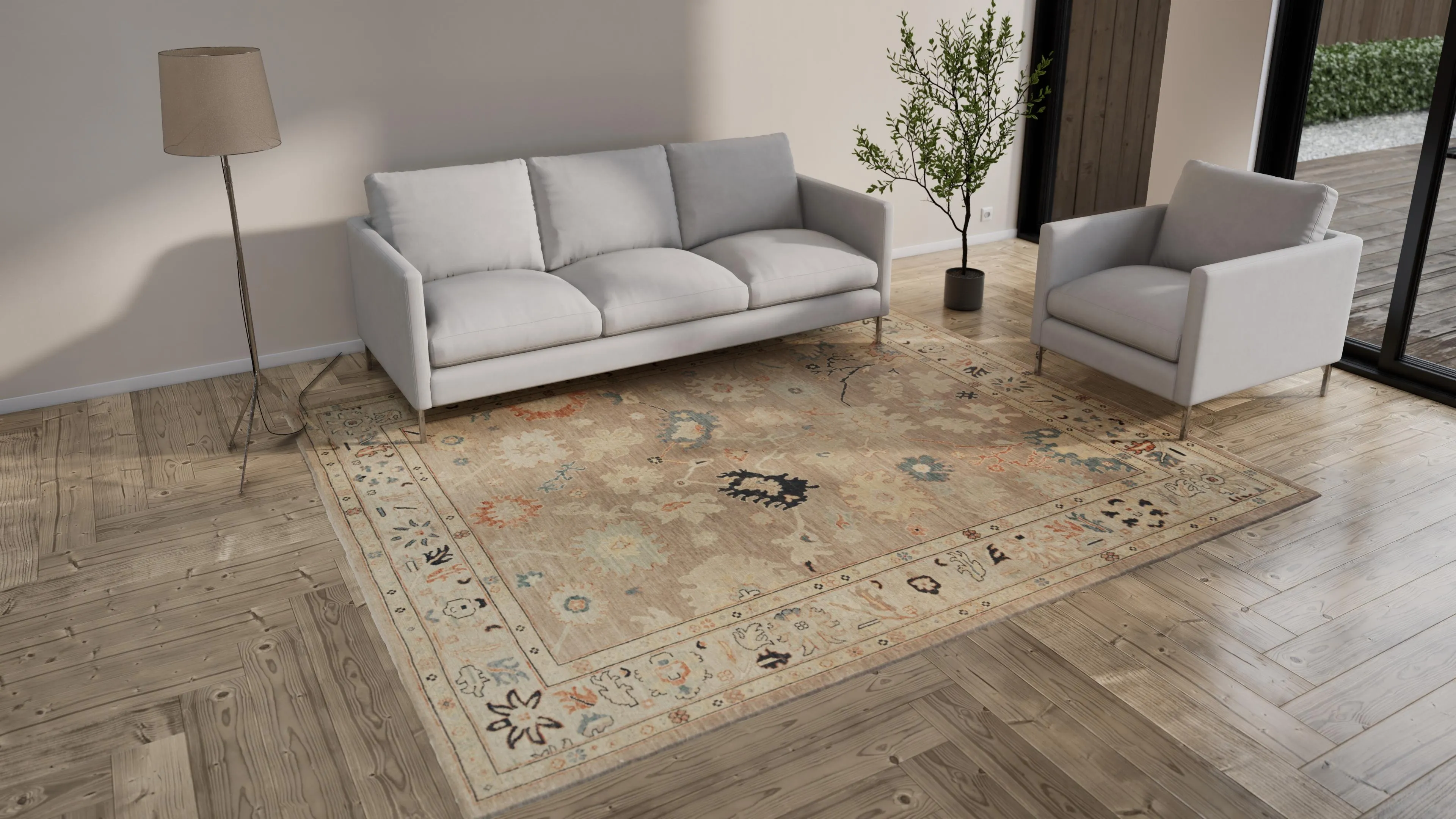 Zameen Multicolored Traditional Wool Rug - 8'4" x 9'10"